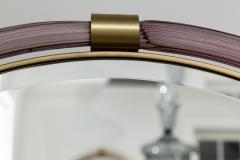 Artisan Murano Blown Gold Round Aubergine Mirror Contemporary - 4334042