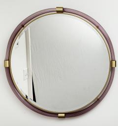 Artisan Murano Blown Gold Round Aubergine Mirror Contemporary - 4334045