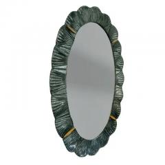 Artisan Murano Glass Tile Framed Mirror with Brass Details  - 3950332