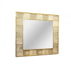 Artisan Murano Glass Tile and Brass Framed Mirror - 3888585