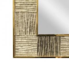 Artisan Murano Glass Tile and Brass Framed Mirror - 3888588