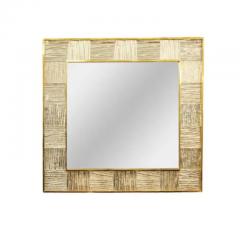 Artisan Murano Glass Tile and Brass Framed Mirror - 3888590