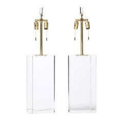 Artisan Pair of Large Lucite Block Table Lamps 1970s - 3426578