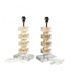 Artisan Pair of Murano Glass Cube Table Lamps - 4206904