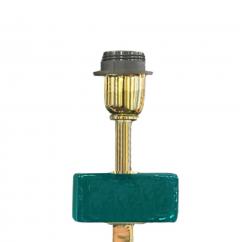 Artisan Turquoise Murano Glass Cube Brass Table Lamps - 4206902