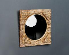 Artisanal Acetate Convex Mirror with Rope Detail Europe 20th C - 4754261