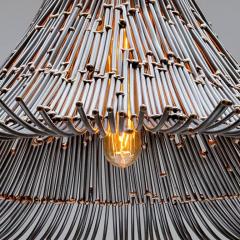 Artisanal Modern Bronze and Steel Hand Welded Pendant - 972346