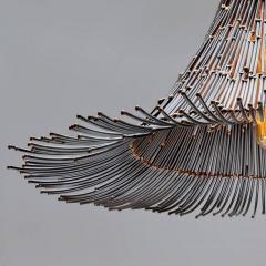 Artisanal Modern Bronze and Steel Hand Welded Pendant - 972347
