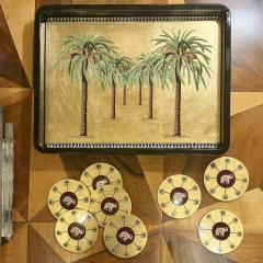 Artisanally Made MDF Lacquered Tray with Metal Gold Leaf Tablet - 4637389