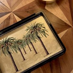 Artisanally Made MDF Lacquered Tray with Metal Gold Leaf Tablet - 4637393