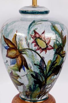 Artist signed Saca Italy polychromed lamp with bold floral stems - 2114204