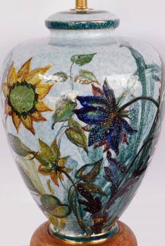 Artist signed Saca Italy polychromed lamp with bold floral stems - 2114206