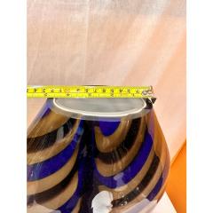 Artistic Italian Vase in Beige Hand Made Murano Glass With Blue and Brown Reeds - 4460570