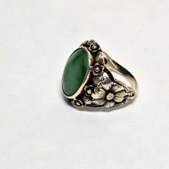 Arts Crafts 18kt Jadite Ring size 5 - 4348043