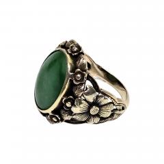 Arts Crafts 18kt Jadite Ring size 5 - 4351139