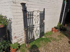 Arts Crafts Cast Iron Gate with its Original Side Post All with Floral Details - 4189378