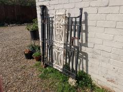 Arts Crafts Cast Iron Gate with its Original Side Post All with Floral Details - 4189379