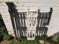 Arts Crafts Cast Iron Gate with its Original Side Post All with Floral Details - 4189380