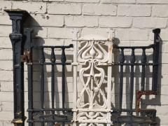 Arts Crafts Cast Iron Gate with its Original Side Post All with Floral Details - 4189381