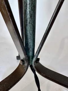 Arts Crafts Hand Forged Brass Iron Verdigris Table Lamp C 1920s - 3070045