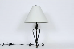 Arts Crafts Hand Forged Brass Iron Verdigris Table Lamp C 1920s - 3070046