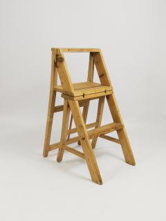 Arts Crafts Metamorphic Library Steps Folding Ladder Chair Vienna 1900s - 4281909