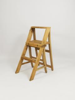 Arts Crafts Metamorphic Library Steps Folding Ladder Chair Vienna 1900s - 4281911