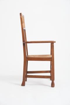 Arts Crafts Oak and Rush Armchair - 3677185