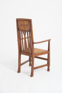 Arts Crafts Oak and Rush Armchair - 3677186