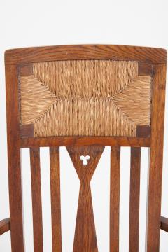 Arts Crafts Oak and Rush Armchair - 3677190