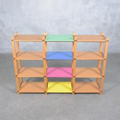 Arts Crafts Open Bookshelf Mid Century Modern Design with Colorful Shelves - 3477650