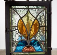Arts Crafts Stained Glass Hanging Lantern - 4544095