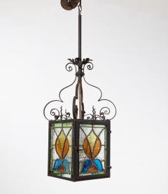 Arts Crafts Stained Glass Hanging Lantern - 4544100