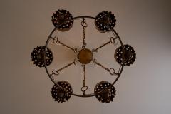 Arts Crafts Wrought Iron Chandelier with Six Torches 20th Century - 4488361
