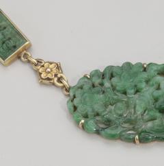 Arts Crafts carved Jade Gold Necklace Bracelet - 3066464