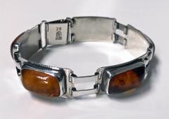 Arts and Crafts Amber and Silver Bracelet George Kramer Germany C 1920 - 1246845