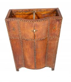 Arts and Crafts Leather and Brass Stud Umbrella Stand - 4322854