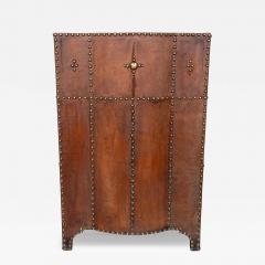 Arts and Crafts Leather and Brass Stud Umbrella Stand - 4325708
