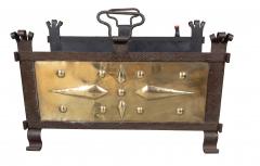 Arts and Crafts Wrought Iron And Brass Wood Holder - 4359198