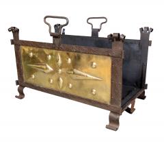 Arts and Crafts Wrought Iron And Brass Wood Holder - 4359202