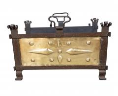 Arts and Crafts Wrought Iron And Brass Wood Holder - 4359222