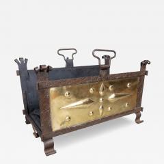 Arts and Crafts Wrought Iron And Brass Wood Holder - 4361562