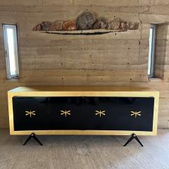 Arturo Pani 1950s Arturo Pani Black Dragonfly Credenza with Gold Leaf - 3417639