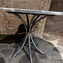 Arturo Pani 1950s Faux Bamboo Aluminum Pedestal Marble Dining Table Mexico - 3283679
