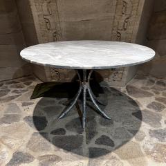 Arturo Pani 1950s Faux Bamboo Aluminum Pedestal Marble Dining Table Mexico - 3283680