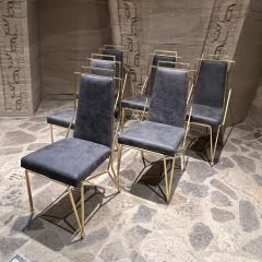 Arturo Pani 1950s Mexico Arturo Pani Modern Set of Six Gold Leaf Dining Chairs Rich Gray - 2768021