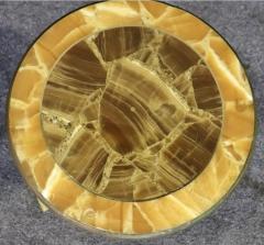 Arturo Pani ARTURO PANI FOR MULLER BROTHERS ONYX AND BRASS THREE LEGGED TABLES - 4279391