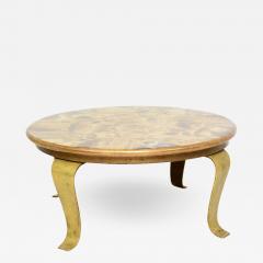 Arturo Pani Arturo Pani for Muller of Mexico Regency Round Coffee Table Brass Marble 1960s - 1514125