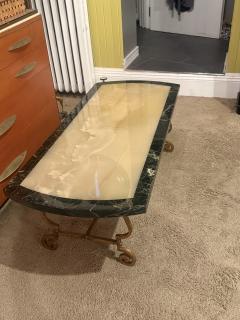 Arturo Pani EXCEPTIONAL MID CENTURY TWO TONE ONYX AND GILT METAL COFFEE TABLE BY ARTURO PANI - 4282769