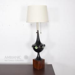 Arturo Pani Mid Century Mexican Modernist Table Lamp with Enamel Decorations - 351616